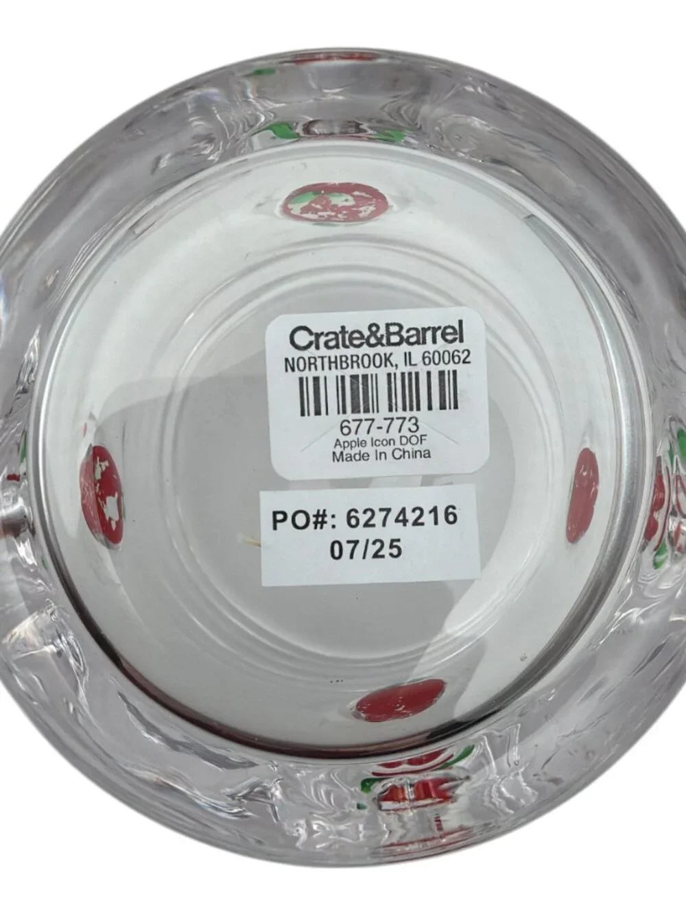 Crate & Barrel Apples Icon Juice‎ Glass New Set of 2